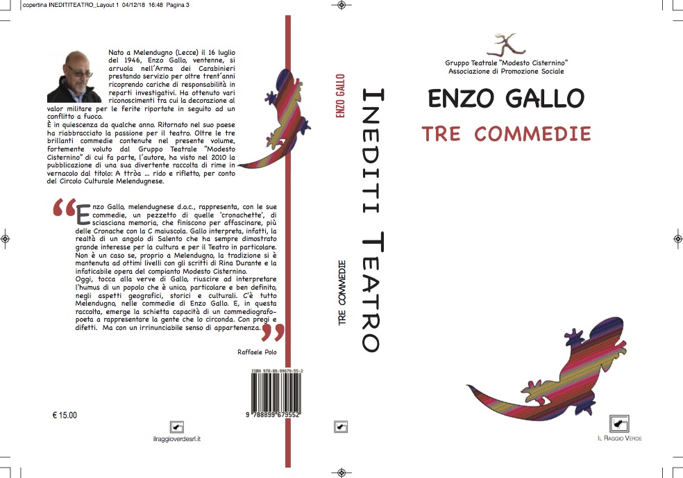 Copertina del libro di Enzo Gallo "tre commedie"